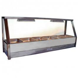 Roband Angled Glass Hot Food Display Bar 6 x 1/2 size pans – Single row with roller door 10amp